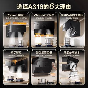名气抽油烟机家用小型大吸力厨房316小尺寸侧吸318抽风机老板出品