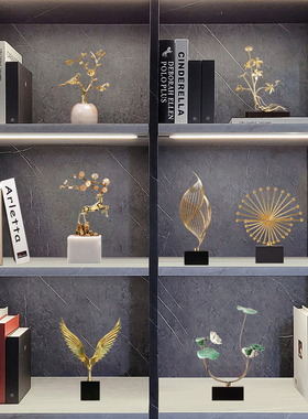 优选轻奢荷花摆件高级感客厅桌面酒柜办公室样板间装饰品乔迁开业