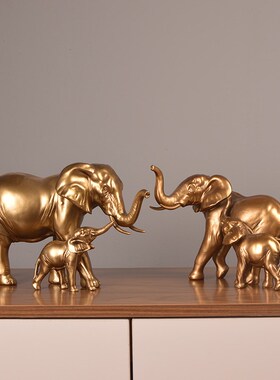优选现代轻奢金色吉祥古铜大象玄关客厅酒柜办公室摆件开业礼商务