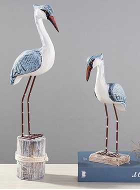 优选创意地中海海洋风格实木海鸟海鸥客厅玄关装饰橱窗婚礼装饰品