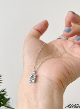 液化蓝色锆石项链女ins不规则