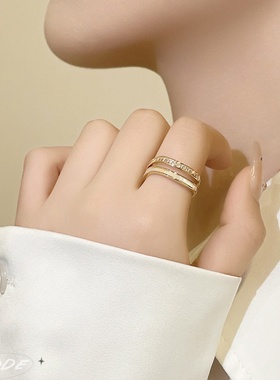 auQDE贝壳双层戒指轻奢小众设计