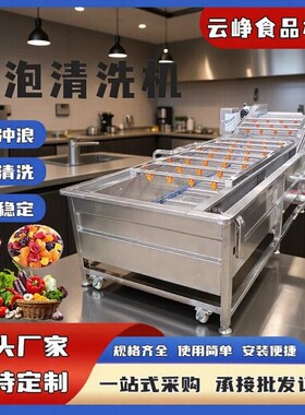 连续式压喷淋材气泡清洗机果蔬清洗机西兰花香菇辣椒清洗机
