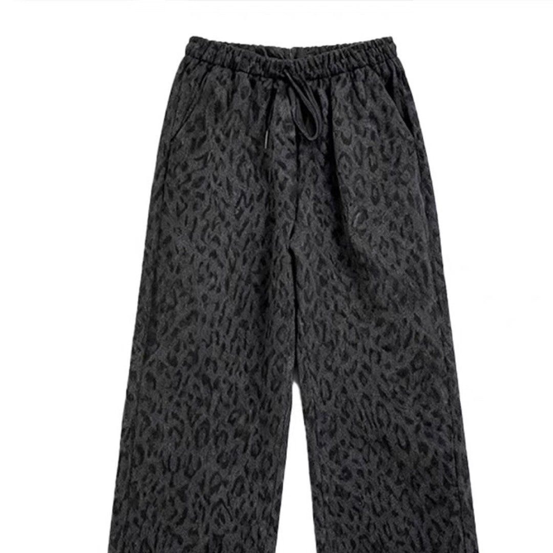 加绒加厚豹纹裤子女冬季新款胖妹妹mm高腰宽松显瘦阔腿糯米休闲裤,淘宝优惠券,粉丝福利购,淘宝优惠卷