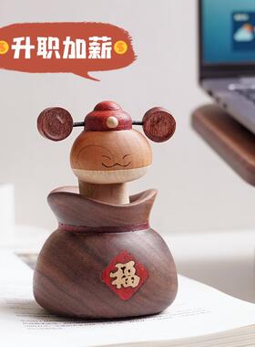 山舍｜财蛇爷摆件2025新年礼物实木可爱摇摇乐车载装饰蛇年吉祥物