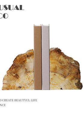 新中国风木质化石书脊书背装饰样板房售楼处书房客厅大厅软装饰