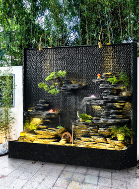 优选水幕墙流水屏风别墅花园庭院假山喷泉办公室装饰露台鱼池景观