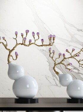 优选紫水晶陶瓷葫芦饰品中国古典平易近人豪华客厅入口办公室装修