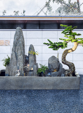 优选大型假山流水喷泉庭院花园别墅水系景观院内鱼池室外软装家居