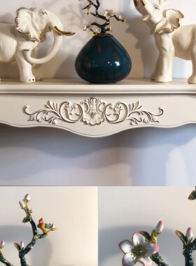 优选招财镇宅大象摆件一对大号欧式客厅电视柜玄关家居装饰陶瓷工