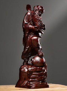 优选黑檀木雕天师钟馗神像摆件实木质家居客厅玄关装饰摆设红木工