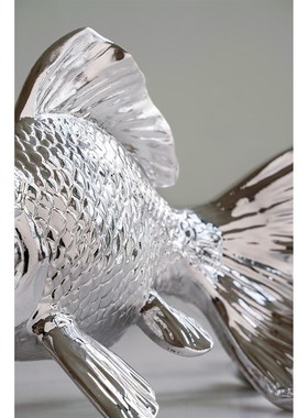 优选AB出口银色小金鱼摆件玄关样板房家居桌面雕塑工艺品吉祥送礼