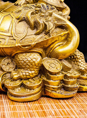 优选铜子母龙龟摆件金钱龟龙头龟家居店铺办公室装饰铜工艺品摆件