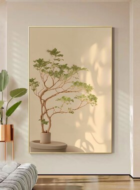 温馨绿色植物光影空间p感玄关装饰画餐厅卧室挂画客厅背景墙面壁