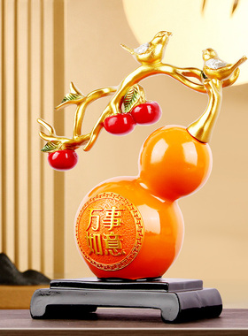 万事如意摆件新中式柿子家居客厅酒柜装饰品寓Q意好的乔迁新居礼