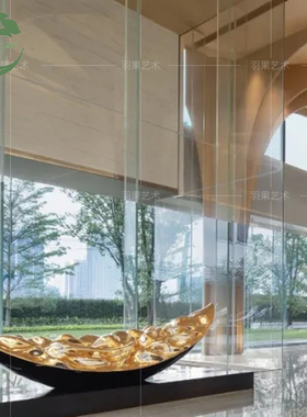 定制抽象玻璃纤维船造型雕塑落地摆件样品屋展示中心行销会展中X