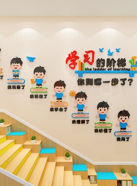 小学习的阶梯班级布置教室装饰文化墙贴培训机构楼梯走Y廊励志标