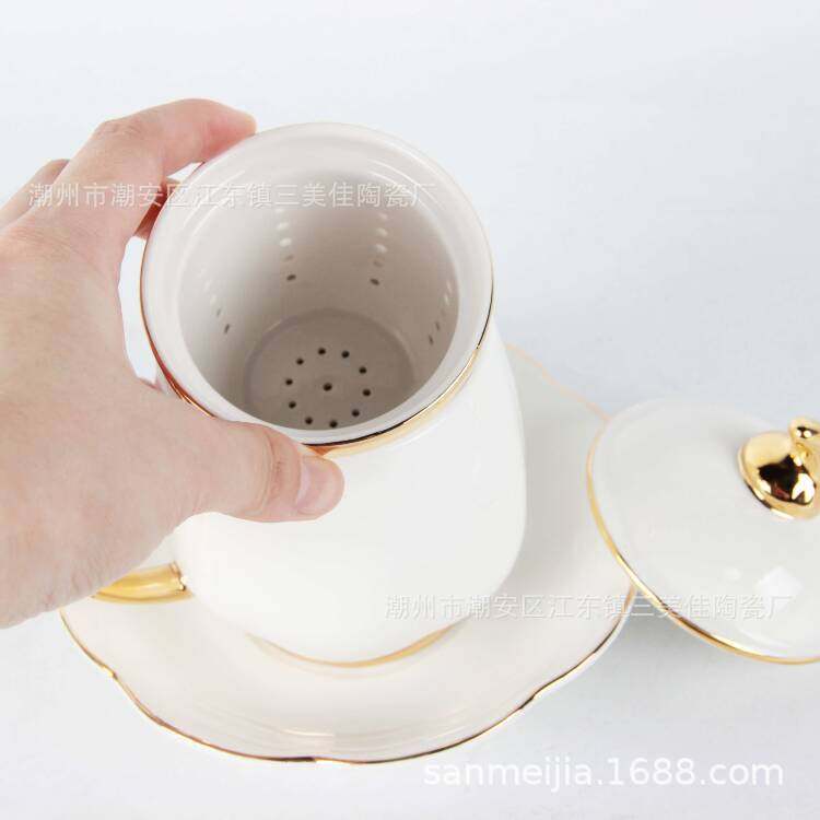 骨瓷内胆过滤茶杯 带盖骨瓷茶杯 带茶滤盖杯过滤盖杯描金,淘宝优惠券,粉丝福利购,淘宝优惠卷