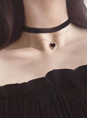 choker高级感锁骨链女红色爱心颈链项圈脖子配饰chocker项链