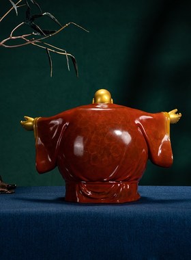 箐铜记 《大肚笑佛》弥勒佛铜摆件装饰品客厅玄关家用公司供奉佛