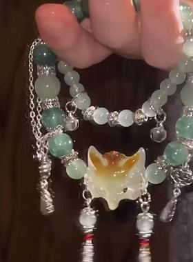 灵狐 新中式爆款长版双圈手串中式美学小狐狸手錬可叠戴东方美感