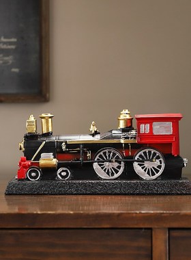 优选复古怀旧火车高端大气上档次现代简约酒柜汽车摆件客厅工艺品