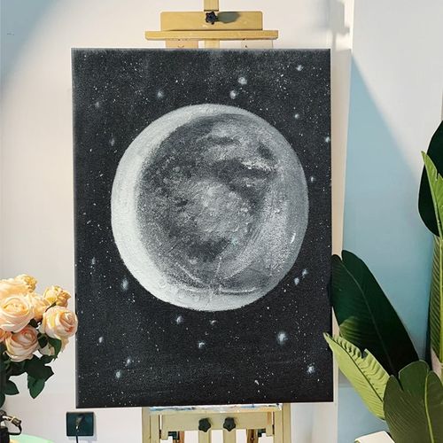 优选月球肌理画diy材料全套石英砂丙烯手工解压手绘画画填色数字 - 图0