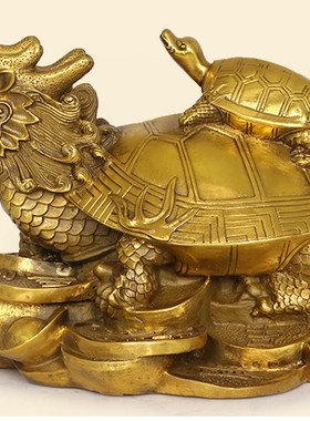 优选铜龙龟风水摆件古铜龙头龟龙龟保泰摆件易明开居铜制天解福运