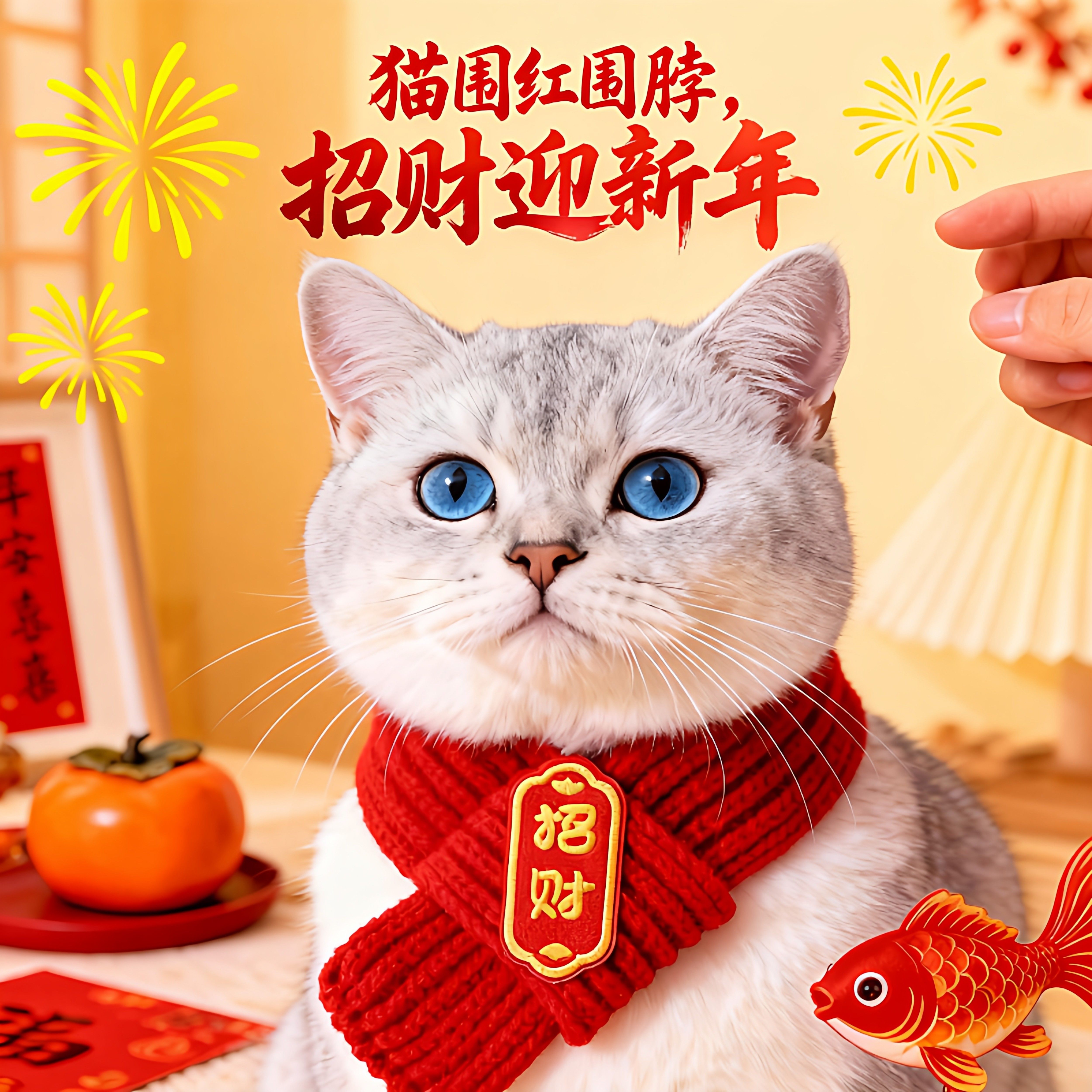 猫咪新年围巾宠物围脖红色保暖中国风口水巾狗狗保暖配饰红色喜庆,淘宝优惠券,粉丝福利购,淘宝优惠卷