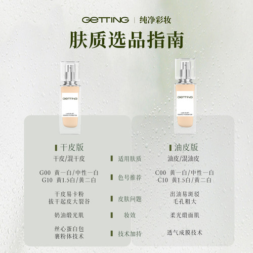 GETTING【爆品滋润细腻无暇】臻萃干皮草本精华粉底遮瑕透润缎光 - 图2