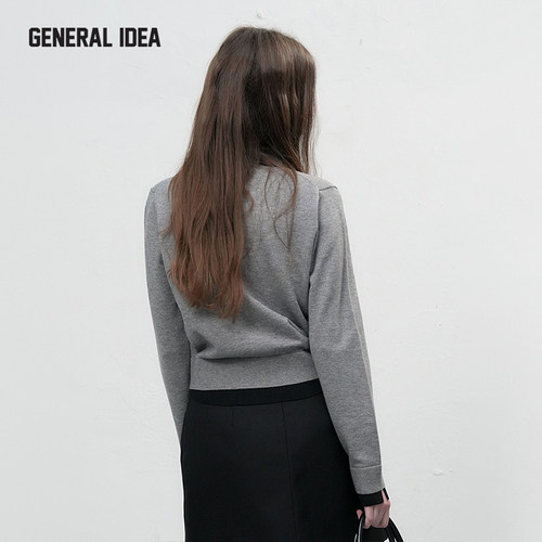 GENERAL IDEA BY BUMSUK 韩国正品 假两件撞色翻领休闲针织毛衣女 - 图2