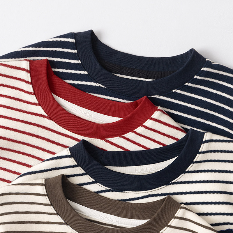 考拉鼻鼻[活力彩条T恤·休闲百搭]儿童宽松微弹亲肤长袖上衣,淘宝优惠券,粉丝福利购,淘宝优惠卷