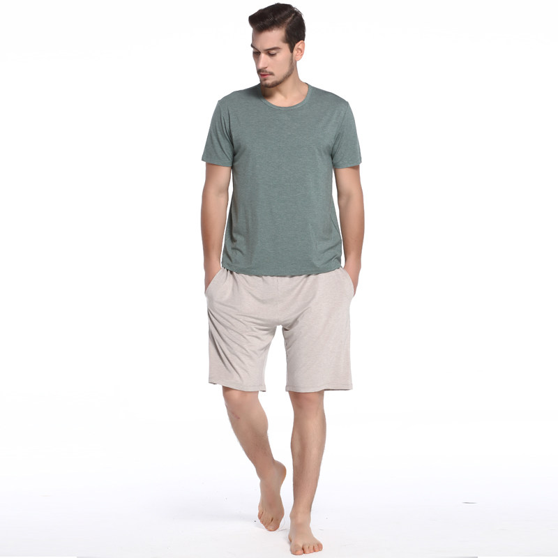 新品男夏季短袖短裤竹纤维睡衣 竹农夫睡衣/家居服套装