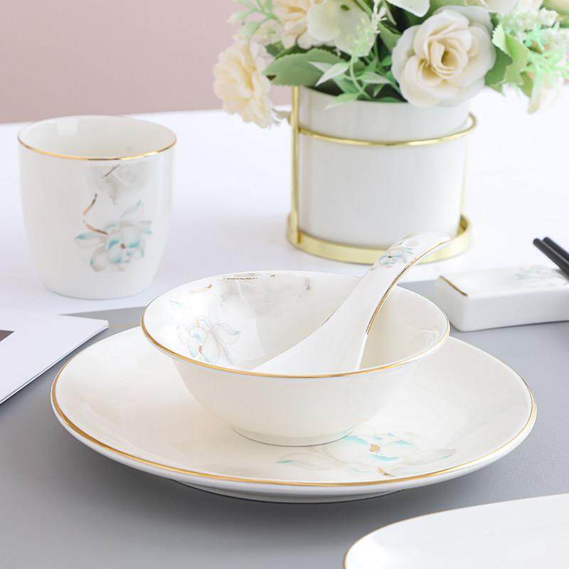 酒店餐厅金边陶瓷桌，新中国风盘子，碗和勺子，酒店盒子俱乐部特,淘宝优惠券,粉丝福利购,淘宝优惠卷