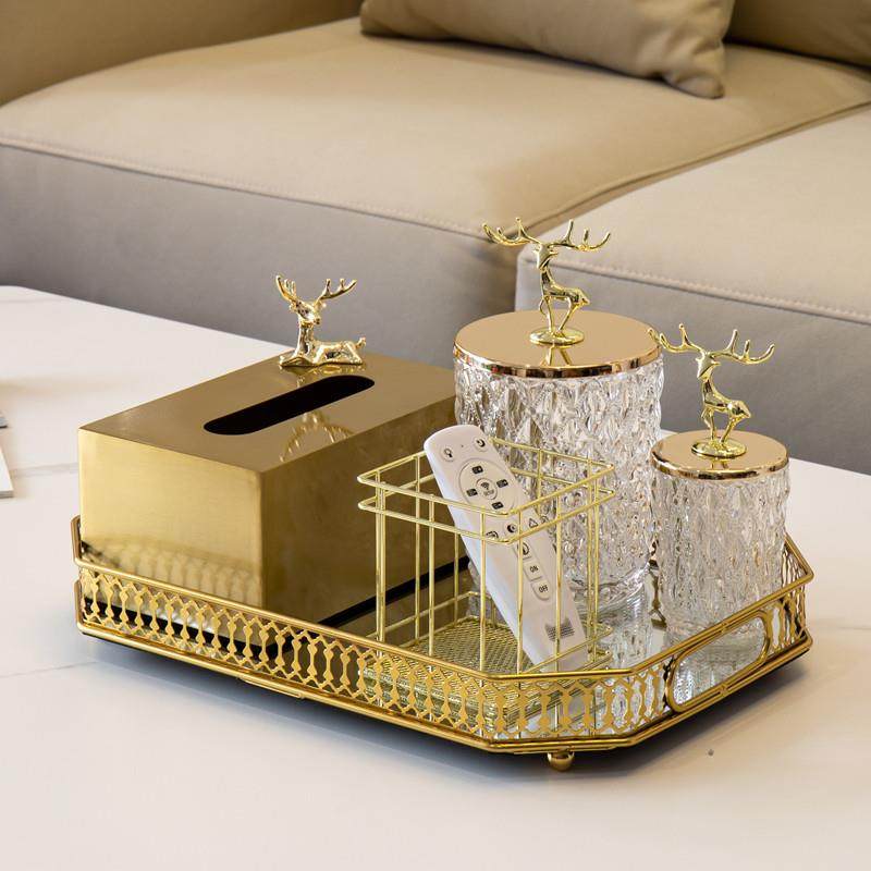 北欧轻奢金属托盘纸巾盒糖果罐储物牙签盒家饰软装搭配套装装饰品,淘宝优惠券,粉丝福利购,淘宝优惠卷