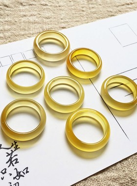天然黄玉髓戒指尾戒玛瑙玉石轻奢高级感柠檬黄指环时尚网红气质女