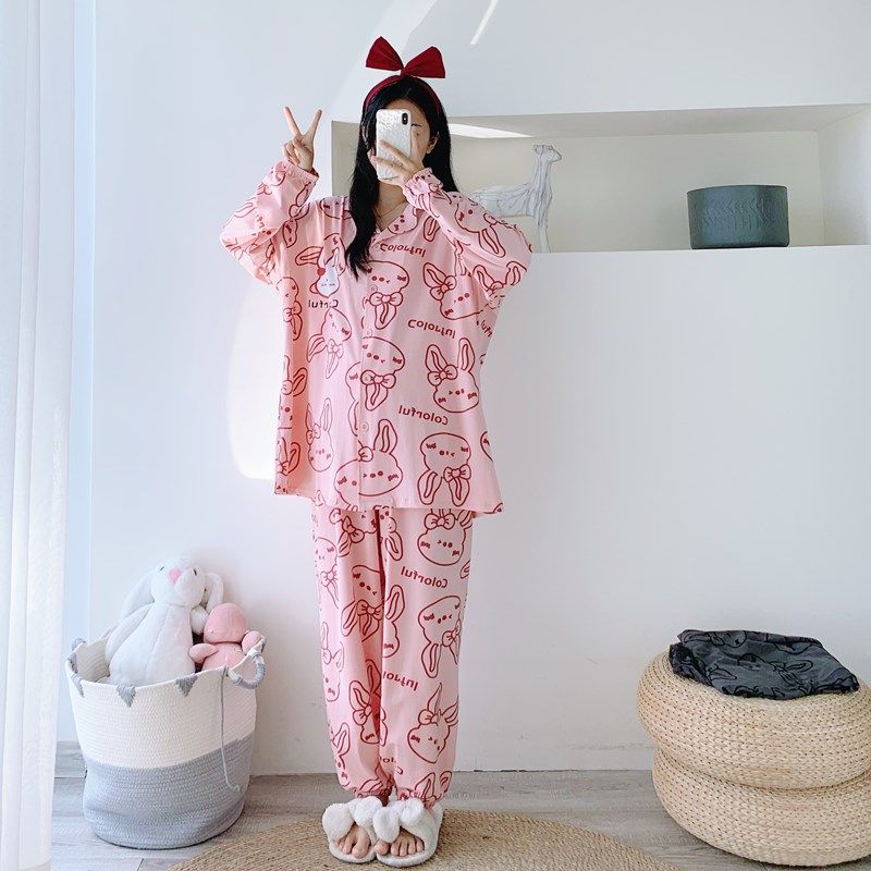 开衫纯棉情侣卡通睡衣男女大码长袖长裤套装胖mm200斤宽松家居服,淘宝优惠券,粉丝福利购,淘宝优惠卷