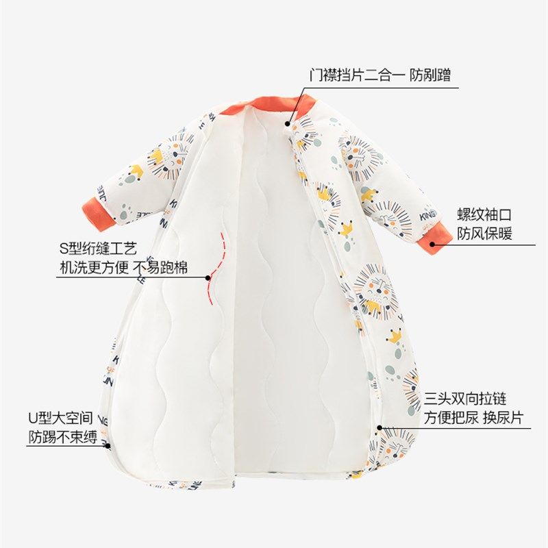 婴儿睡袋秋冬夹棉宝宝长袖一体式加厚睡衣新生儿拉链式功能防踢被,淘宝优惠券,粉丝福利购,淘宝优惠卷