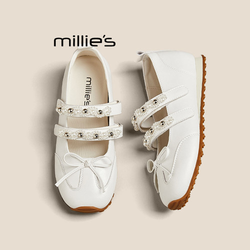 MILLIE'S/妙丽2026秋方头软底芭蕾鞋低跟配裙子凉鞋法式玛丽珍鞋 - 图3