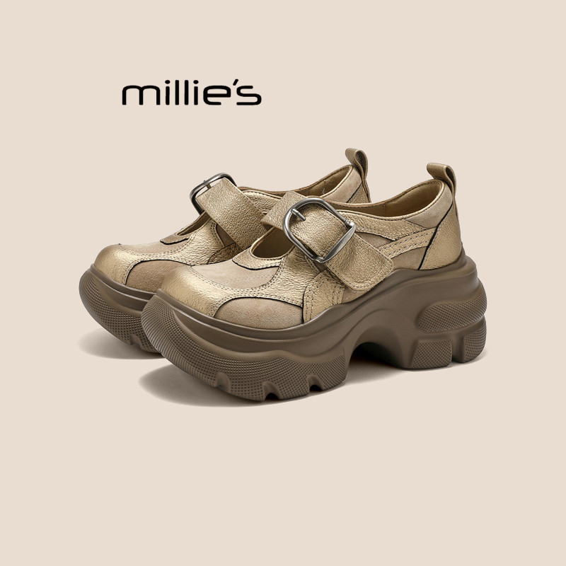 MILLIE'S妙丽厚底玛丽珍鞋女2026春季魔术贴增高休闲百搭单鞋Q,淘宝优惠券,粉丝福利购,淘宝优惠卷