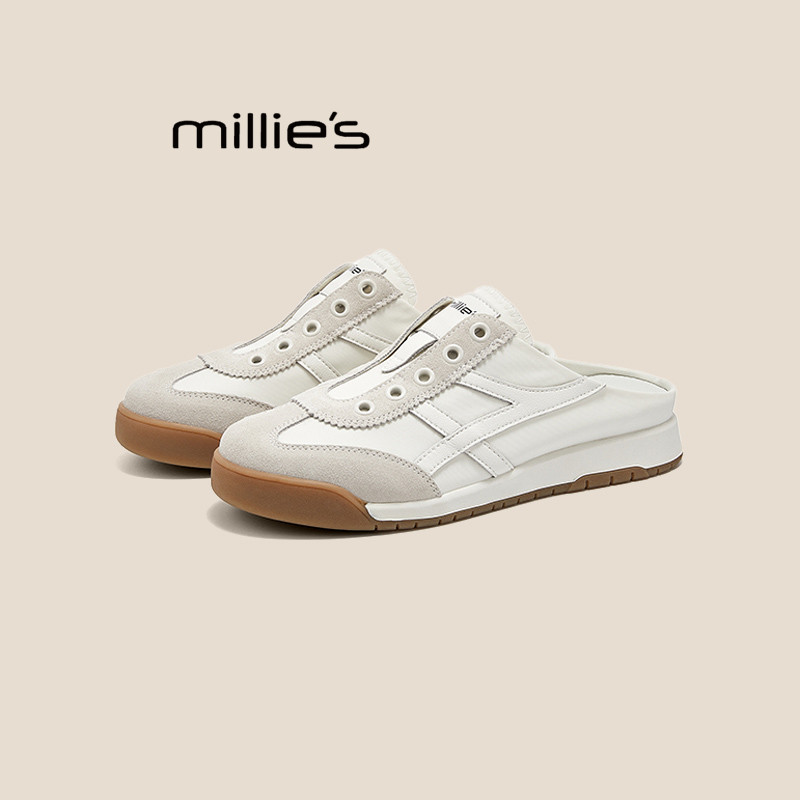 MILLIE'S/妙丽厚底2025德训鞋半拖鞋包头拖运动无后跟小白鞋女,淘宝优惠券,粉丝福利购,淘宝优惠卷