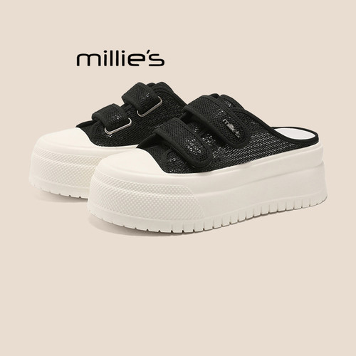 MILLIE'S/妙丽小个子增高厚底绝美包头拖女2026夏季一脚蹬懒人鞋P - 图1