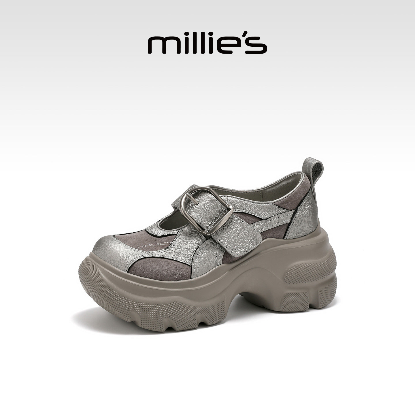MILLIE'S/妙丽厚底玛丽珍鞋女2026春季新款魔术贴百搭增高休闲鞋Q,淘宝优惠券,粉丝福利购,淘宝优惠卷