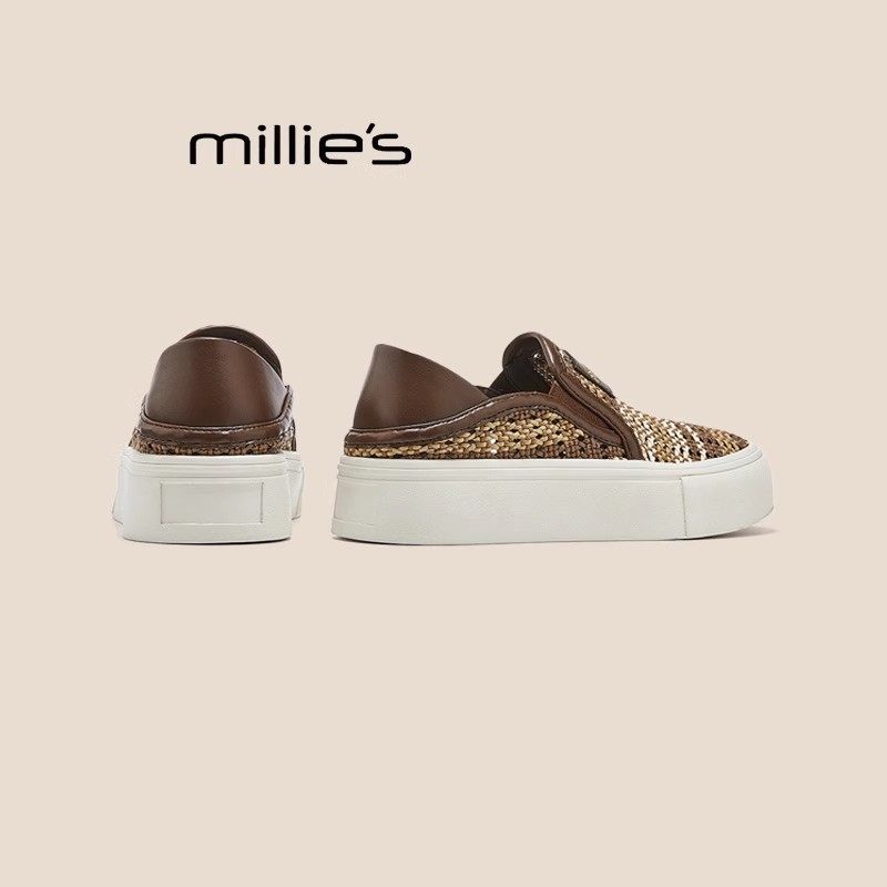 MILLIE'S/妙丽圆头平底一脚蹬网纱透气时尚休闲百搭款渔夫鞋女鞋,淘宝优惠券,粉丝福利购,淘宝优惠卷