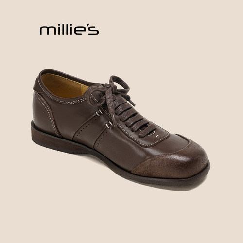 MILLIE'S/妙丽女鞋真皮复古牛津鞋厚底小皮鞋2026秋季新款德比鞋P - 图2