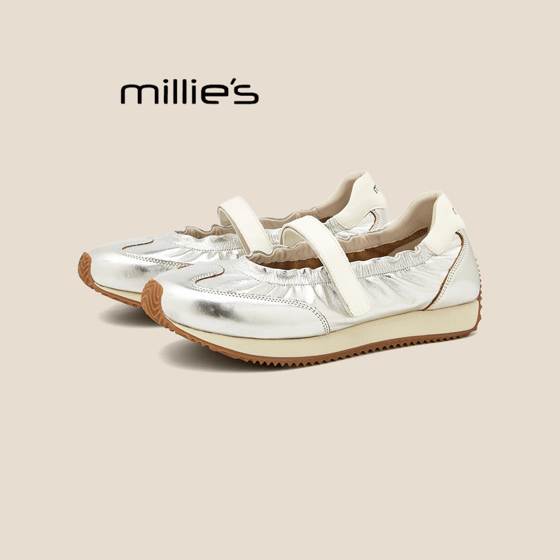 MILLIE'S/妙丽魔术贴芭蕾鞋女2025夏季新款复古配裙子德训休闲鞋,淘宝优惠券,粉丝福利购,淘宝优惠卷