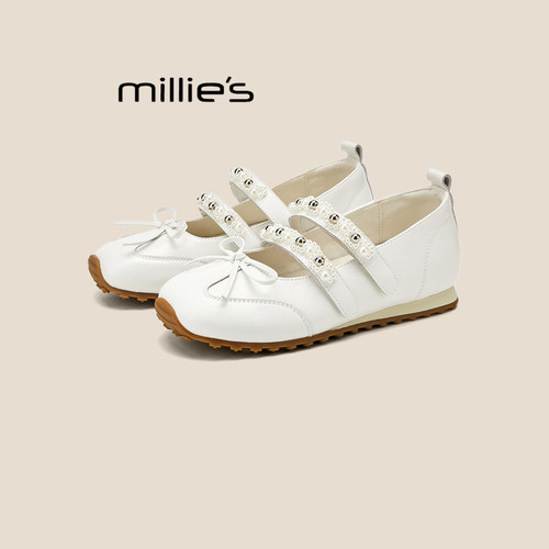 MILLIE'S/妙丽2026秋方头软底芭蕾鞋低跟配裙子凉鞋法式玛丽珍鞋 - 图1