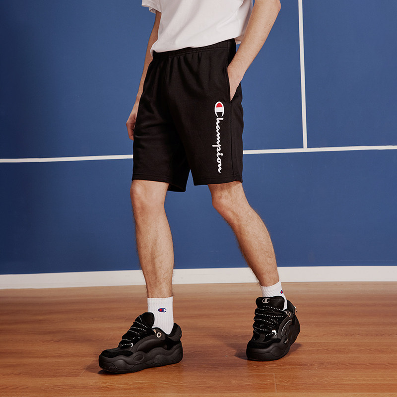 Champion冠军短裤男25夏季新款刺绣草写logo纯色运动裤休闲裤子女,淘宝优惠券,粉丝福利购,淘宝优惠卷