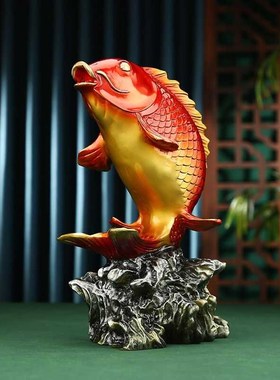 优选高档彩铜红锦鲤鱼摆件鲤鱼跃龙门家居开业乔迁礼品家居客厅装