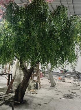 造仿真树四季常青树 酒店景柳观人柳垂柳直树 玻AL-57409璃钢人造
